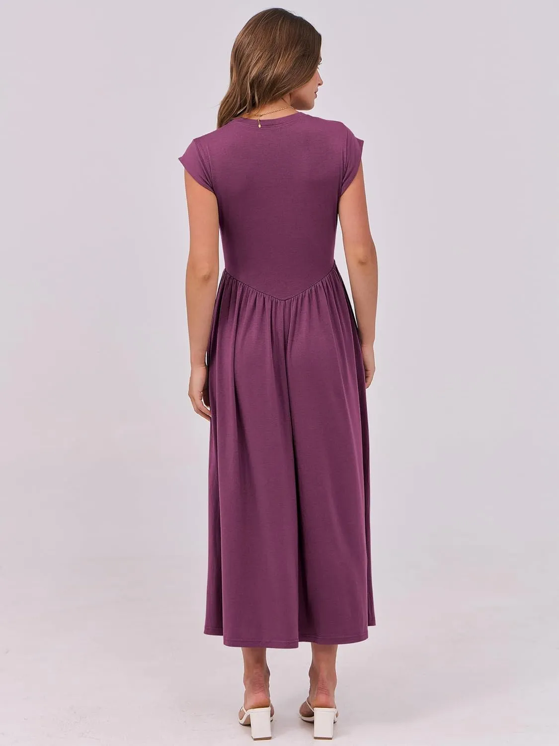 ANRABESS Women Cap Sleeve Maxi Dress Summer Dressy Casual Elegant Fit Flare High Waist Flowy Aline Long Beach Sundress