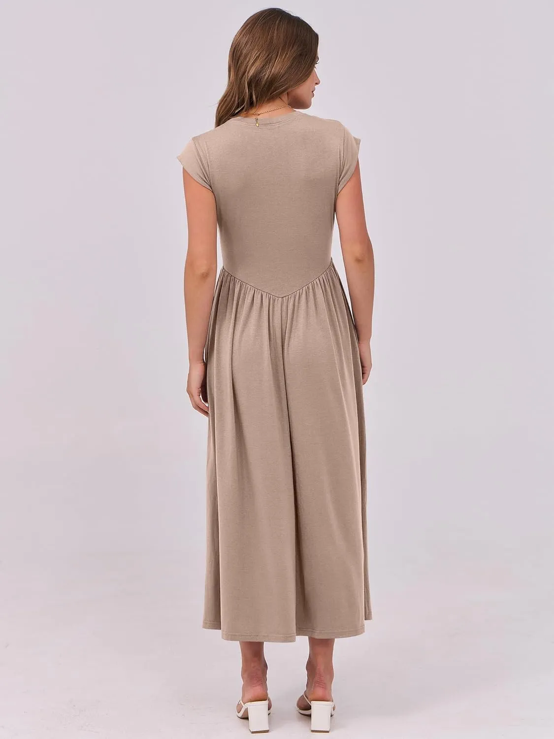 ANRABESS Women Cap Sleeve Maxi Dress Summer Dressy Casual Elegant Fit Flare High Waist Flowy Aline Long Beach Sundress