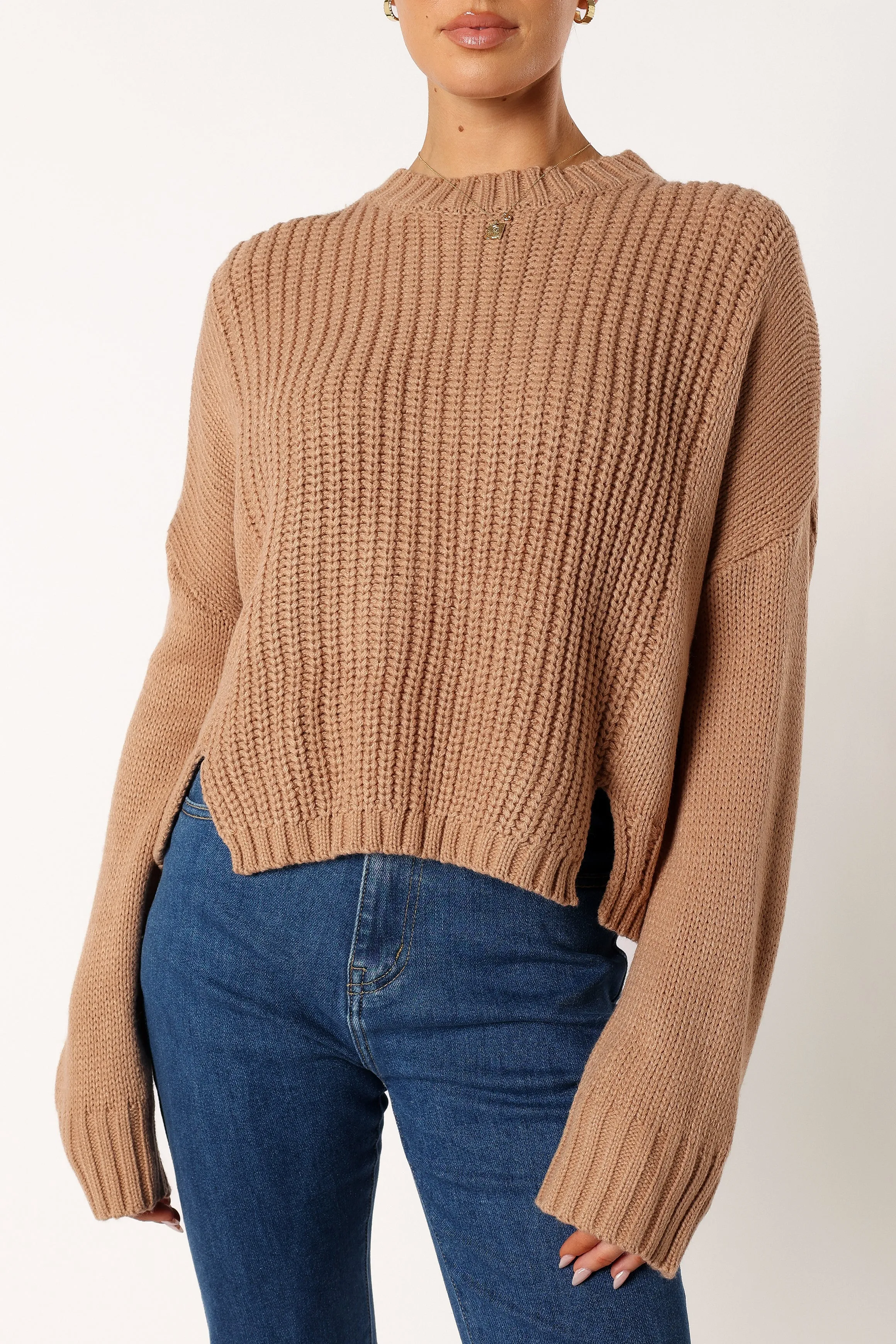 Arlette Textured Knit Sweater - Stone