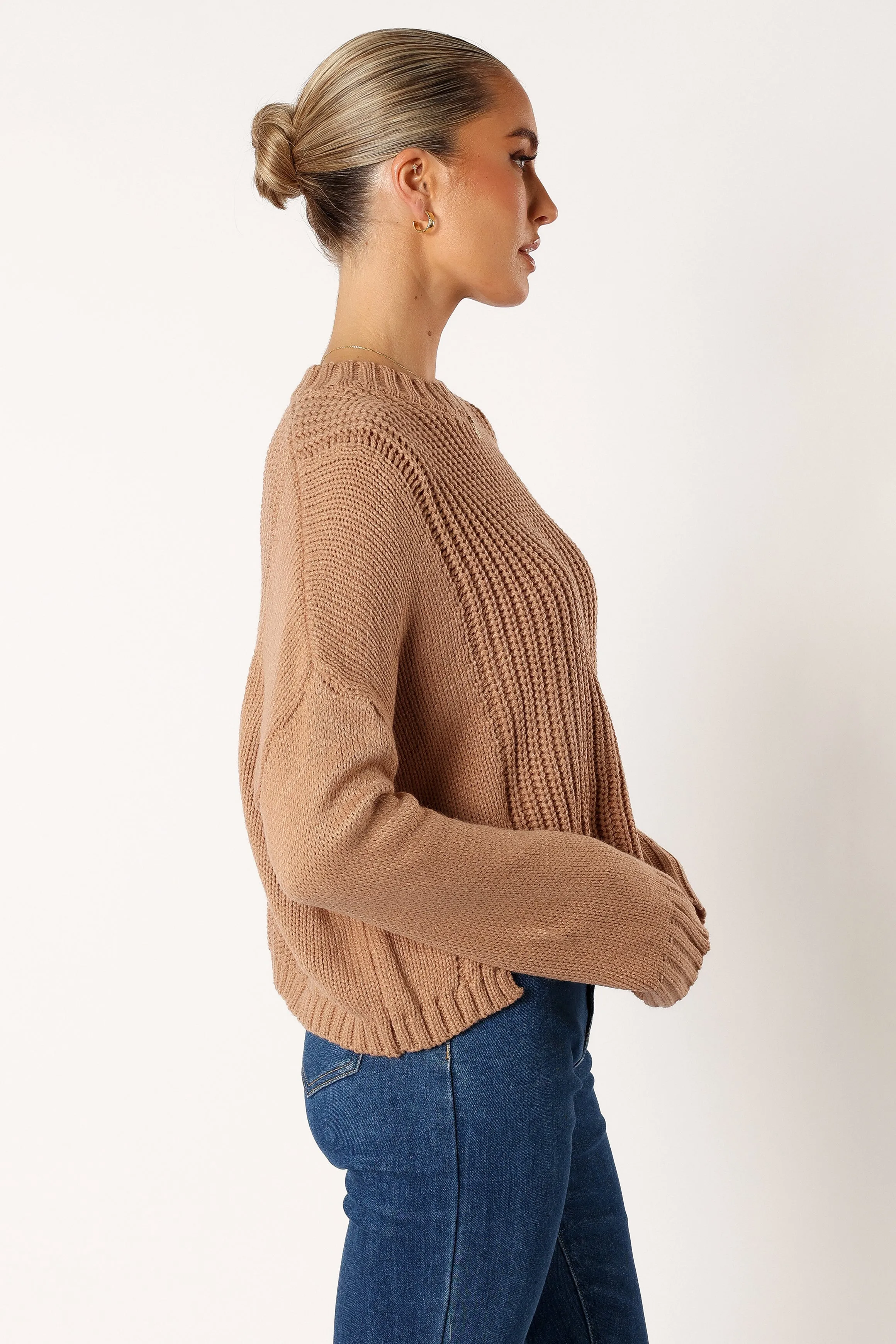 Arlette Textured Knit Sweater - Stone