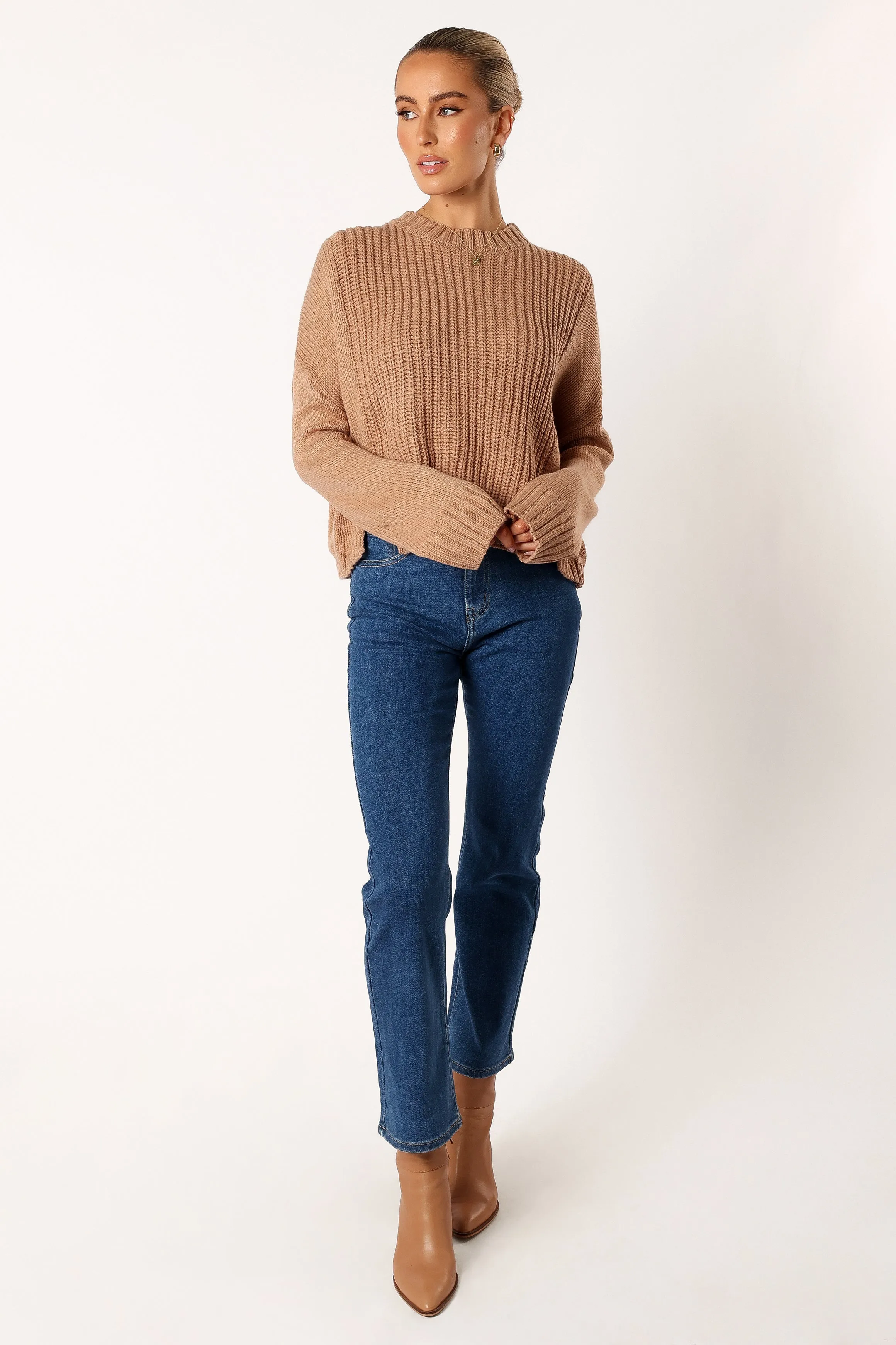 Arlette Textured Knit Sweater - Stone