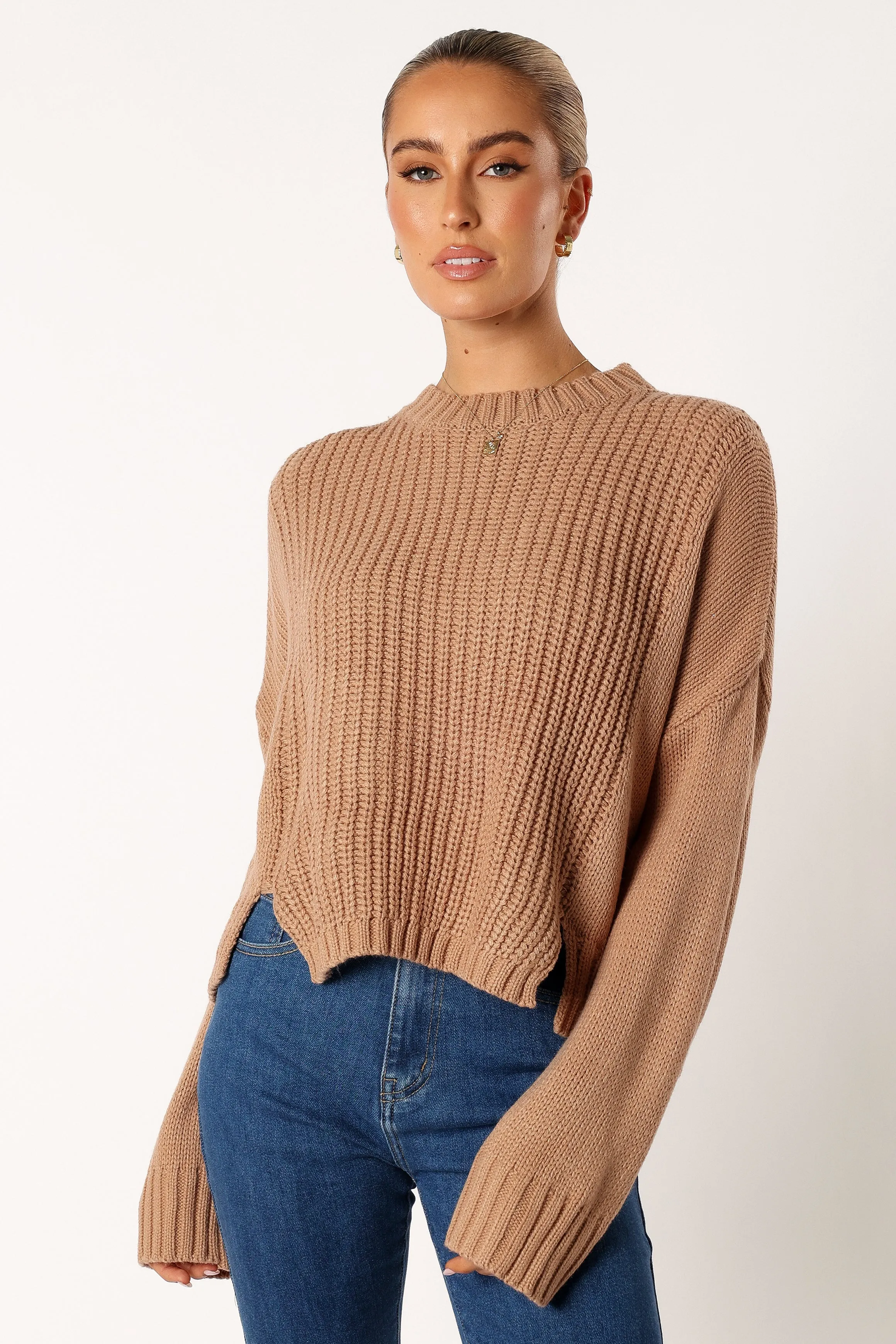 Arlette Textured Knit Sweater - Stone