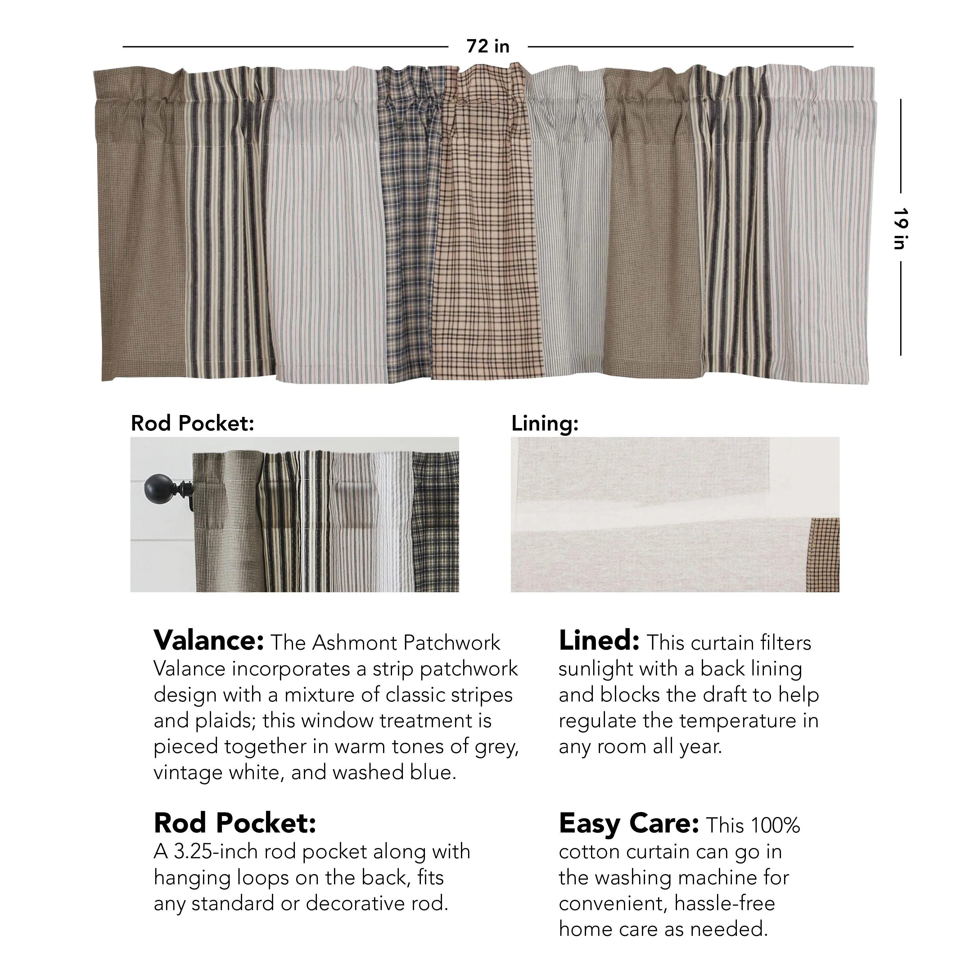 Ashmont Patchwork Valance 19x72