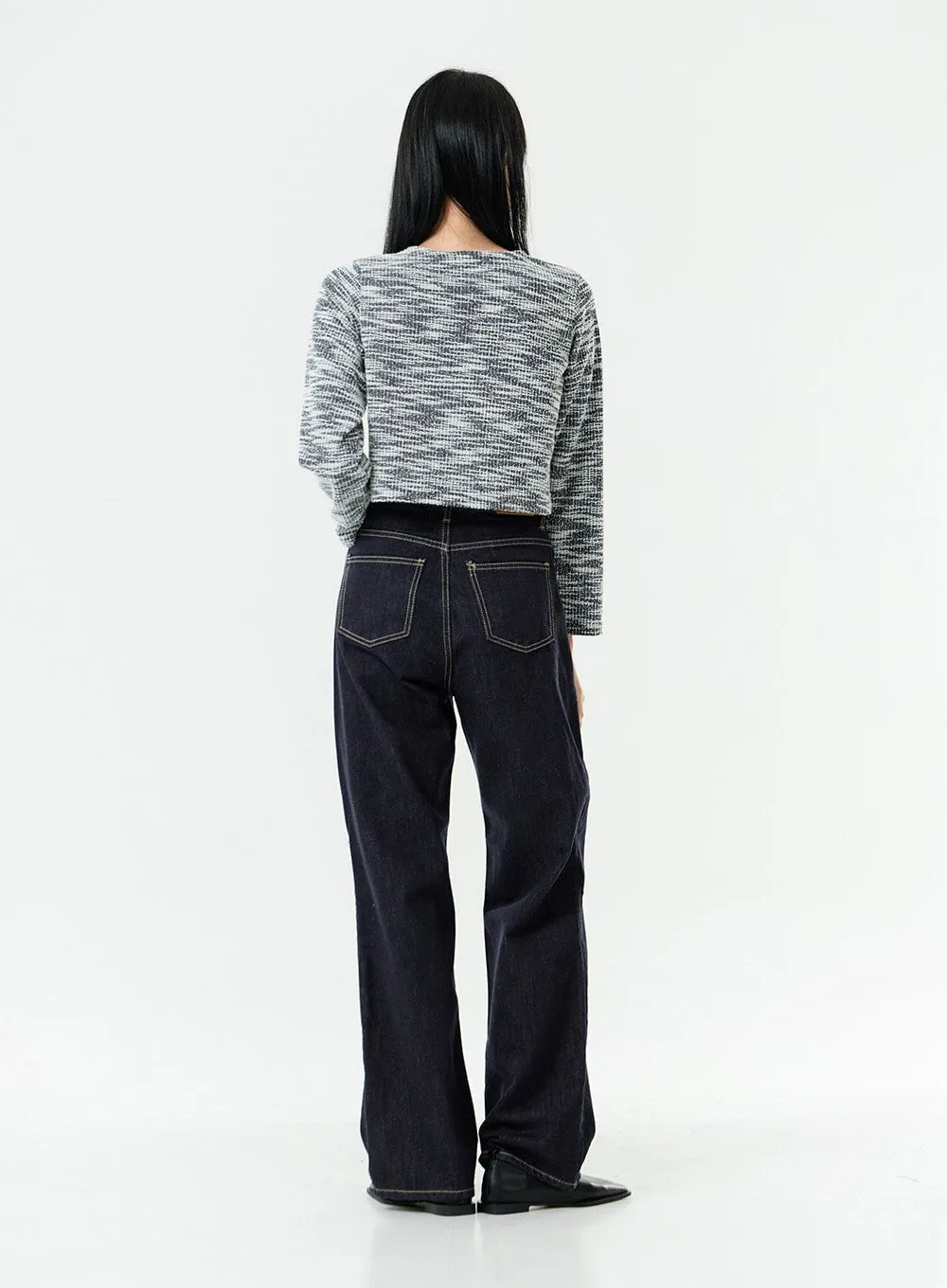 Basic Long Wide Leg Raw Denim Jeans OS01