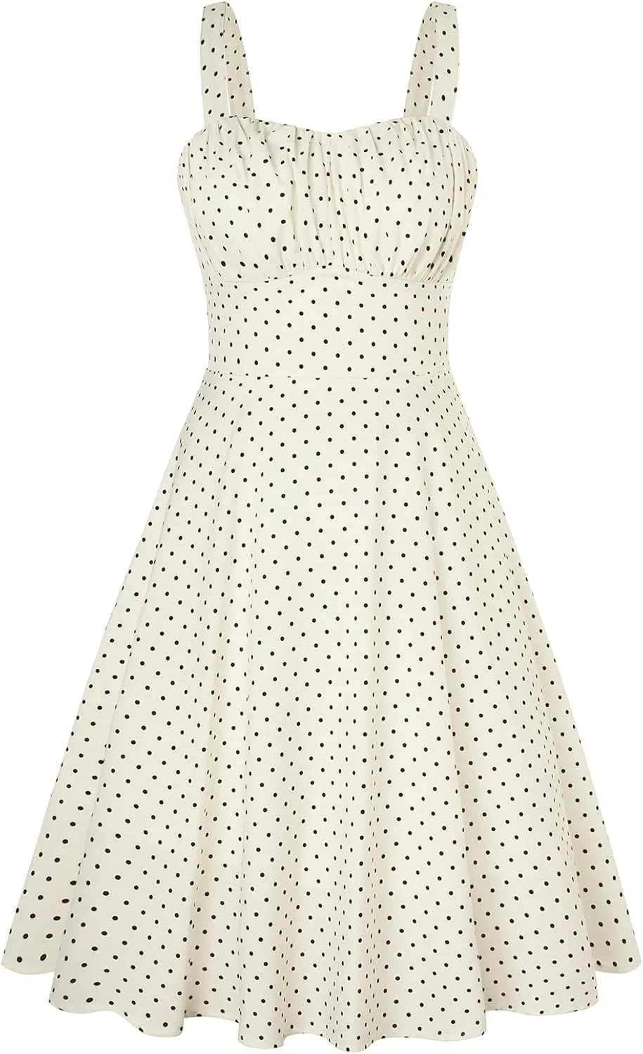 Belle Poque Women's Vintage Sleeveless Solid Floral Ruched Summer Cute A-Line Flowy Swing Midi Dress