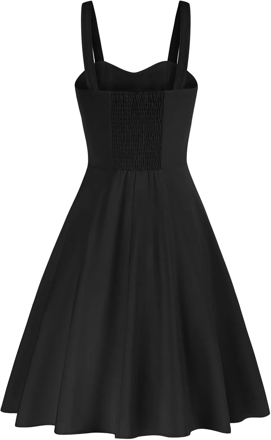 Belle Poque Women's Vintage Sleeveless Solid Floral Ruched Summer Cute A-Line Flowy Swing Midi Dress