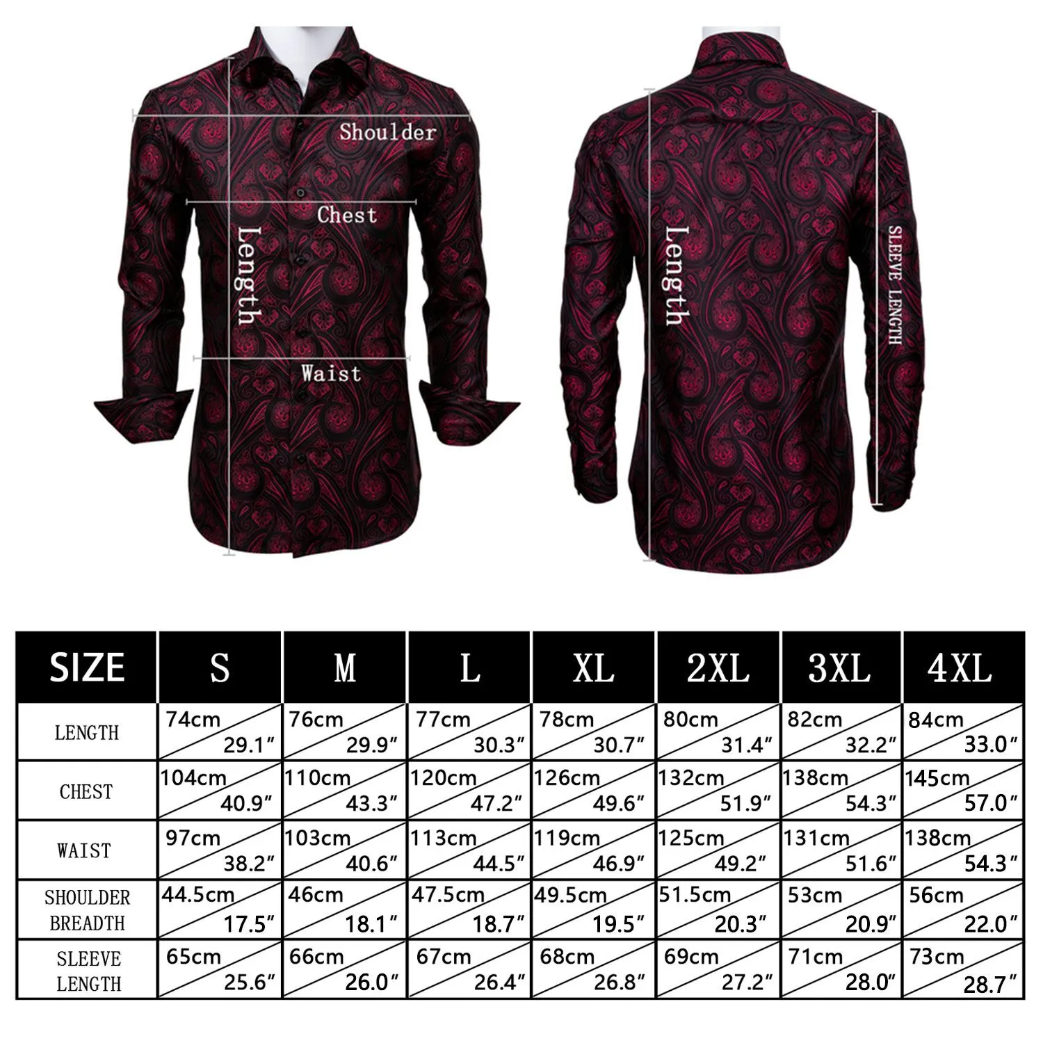 Black Blue Paisley Style Silk Men's Long Sleeve Shirt
