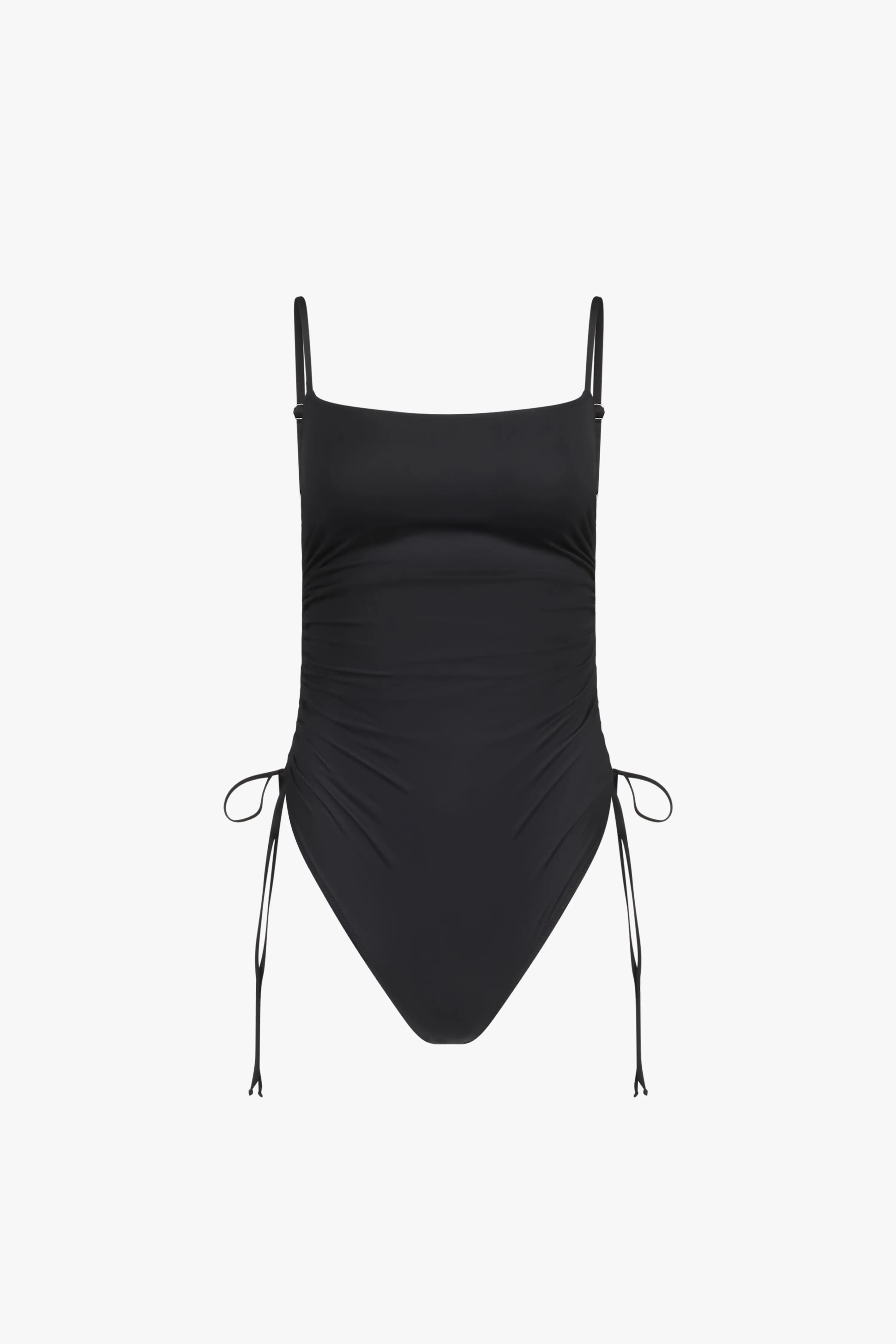 Black Lace-Up Ruched One Piece