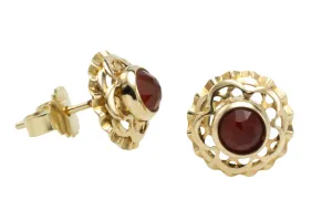 Carnelian studs in 14 carat gold