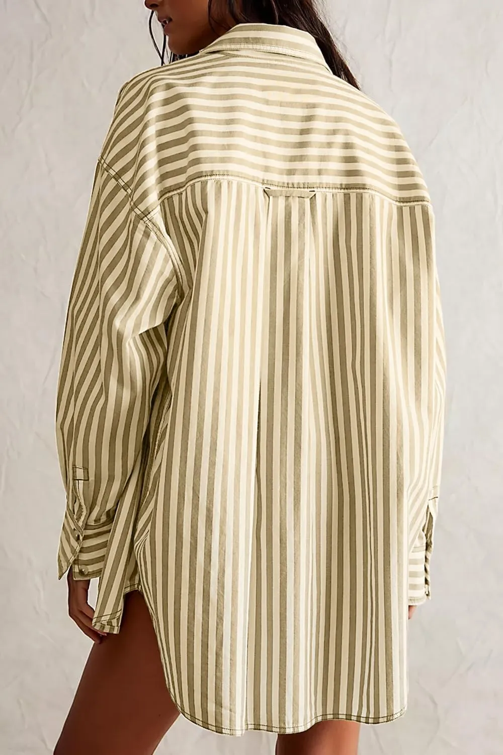 CHYRII Womens Striped Button Down Shirt Casual Long Sleeve Blouse Top