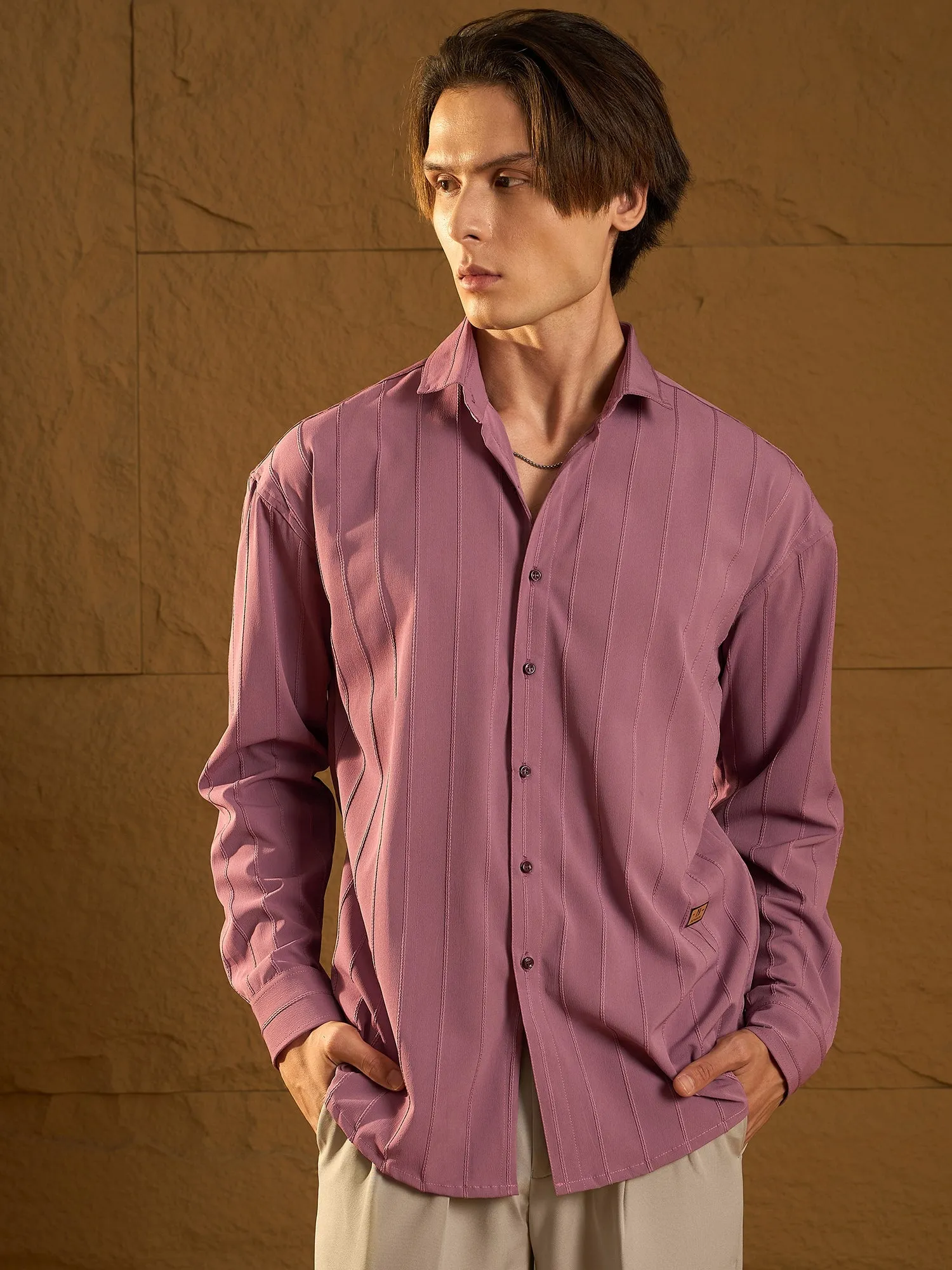 Drop Shoulder Oversized Pintuck Shirt