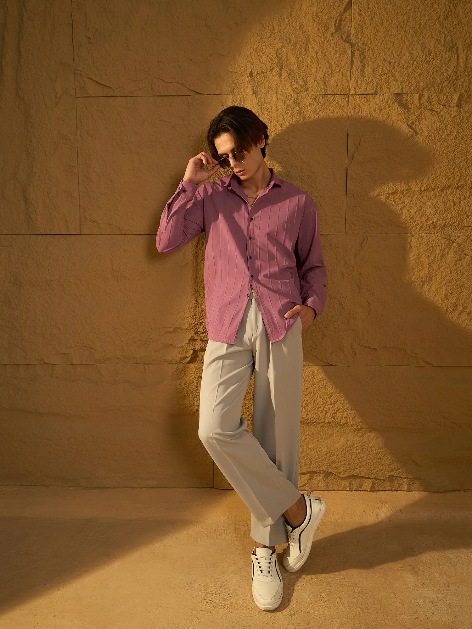 Drop Shoulder Oversized Pintuck Shirt