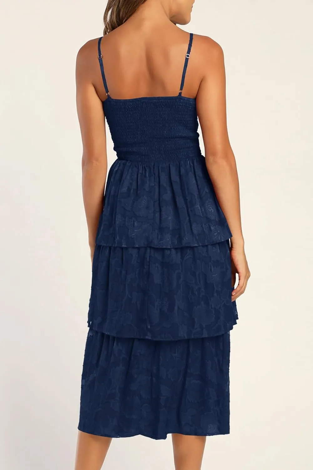 Ferlema Women's 2025 Summer Sleeveless Spaghetti Strap Smocked Tiered Flowy Beach Cocktail Midi Dresses