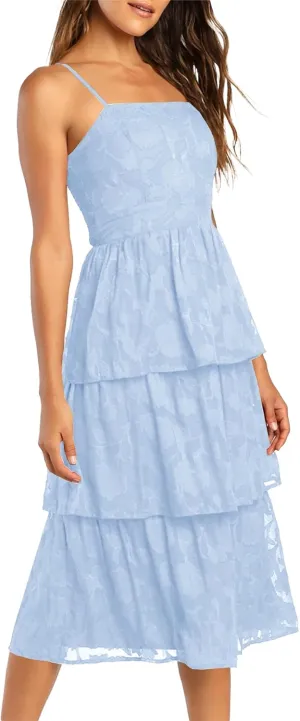 Ferlema Women's 2025 Summer Sleeveless Spaghetti Strap Smocked Tiered Flowy Beach Cocktail Midi Dresses