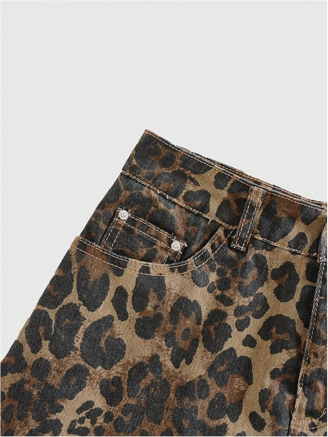 Floerns Women's Cheetah Print Skirts Low Waist Leopard Goth Denim Mini Skirt