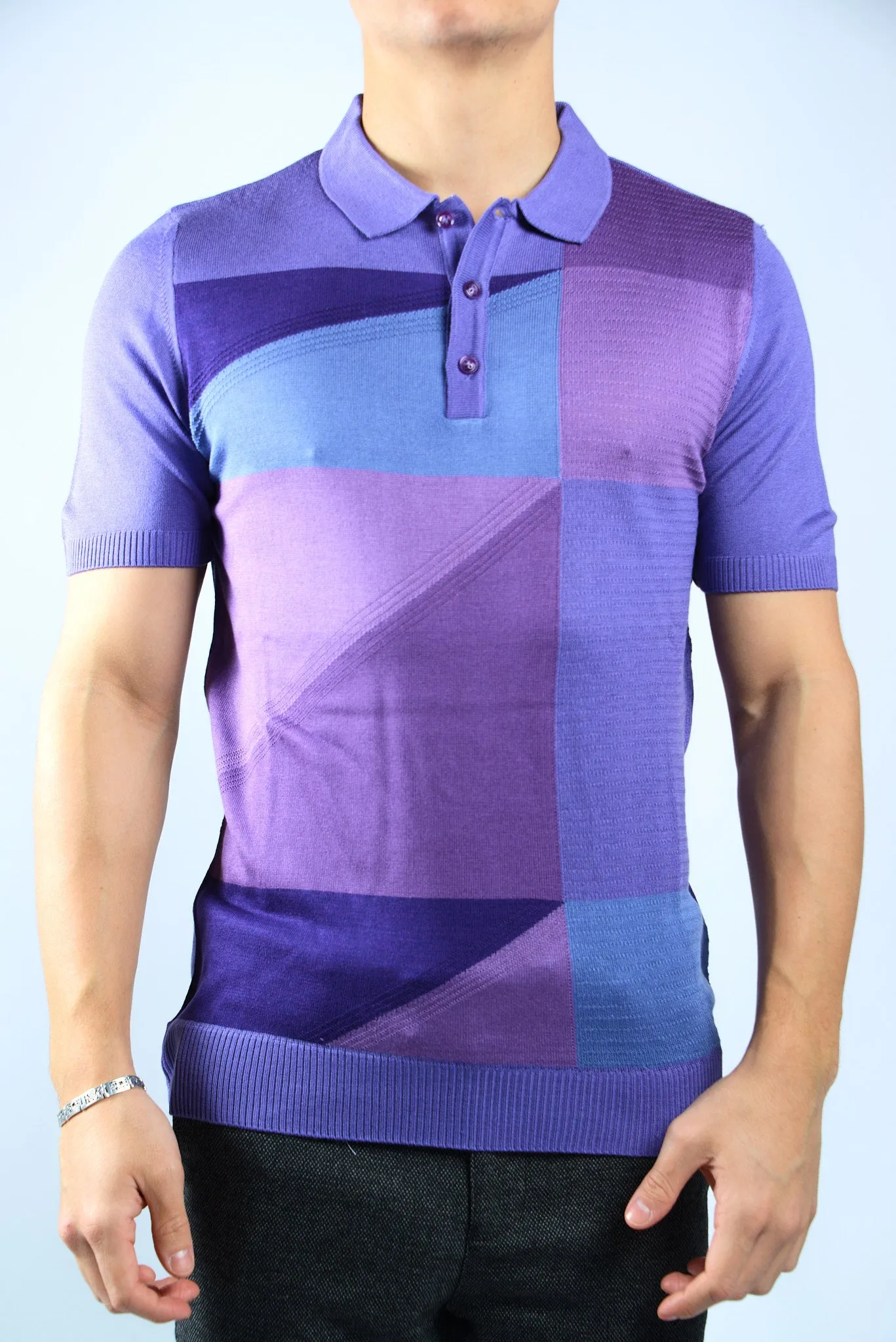 GEOMETRIC SQUARE KNIT POLO