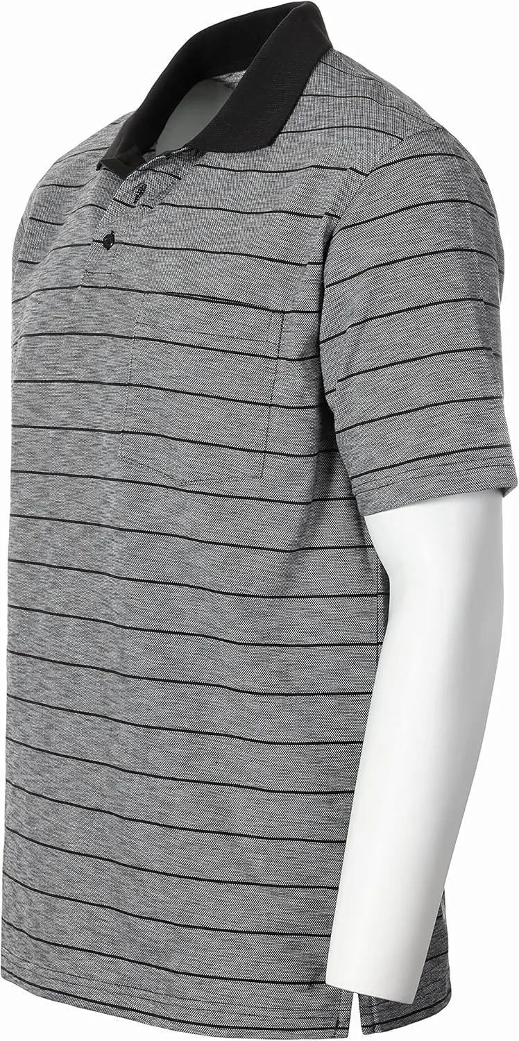 Gioberti Mens Regular Fit Yarn Dye Striped Short Sleeve Polo Shirt with Pocket