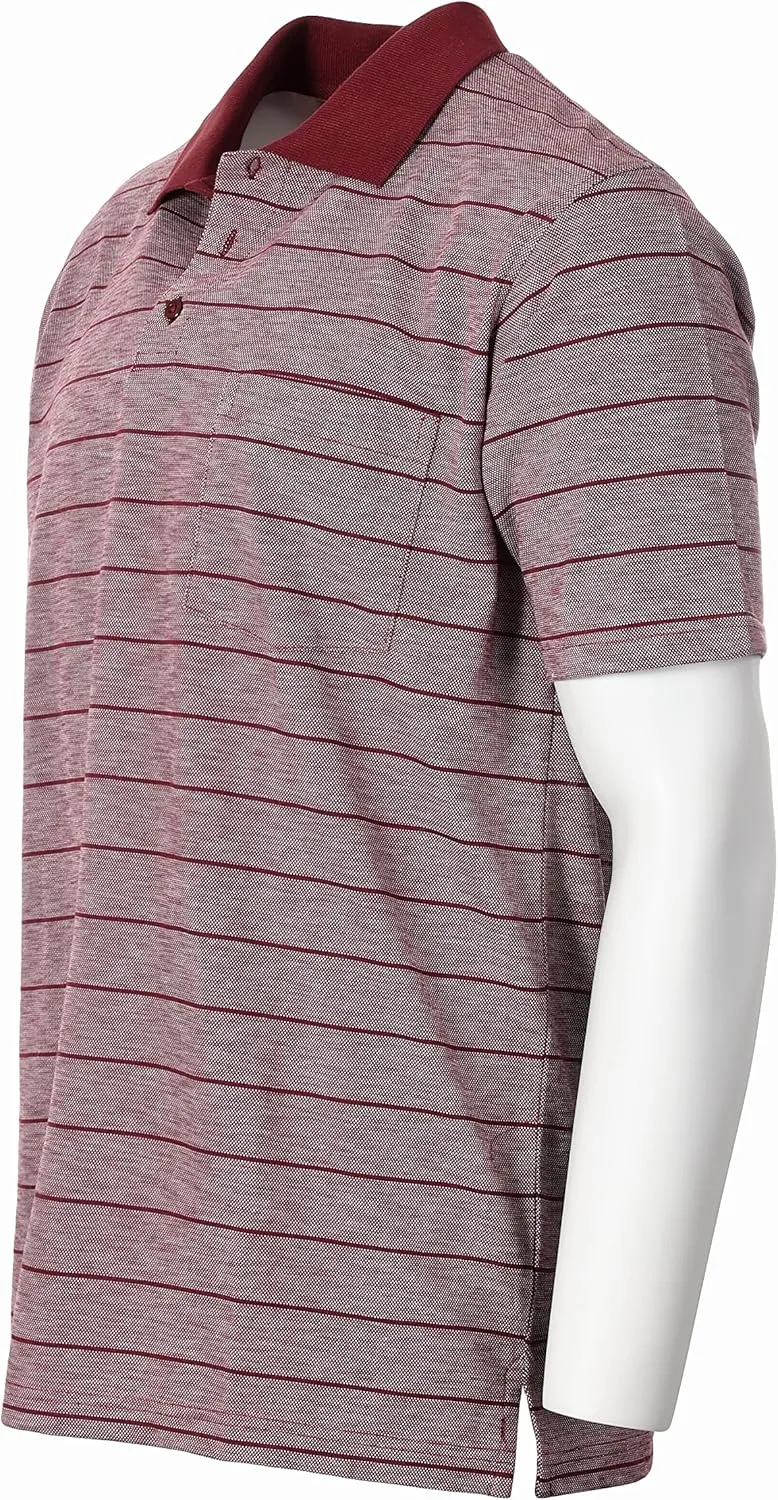 Gioberti Mens Regular Fit Yarn Dye Striped Short Sleeve Polo Shirt with Pocket