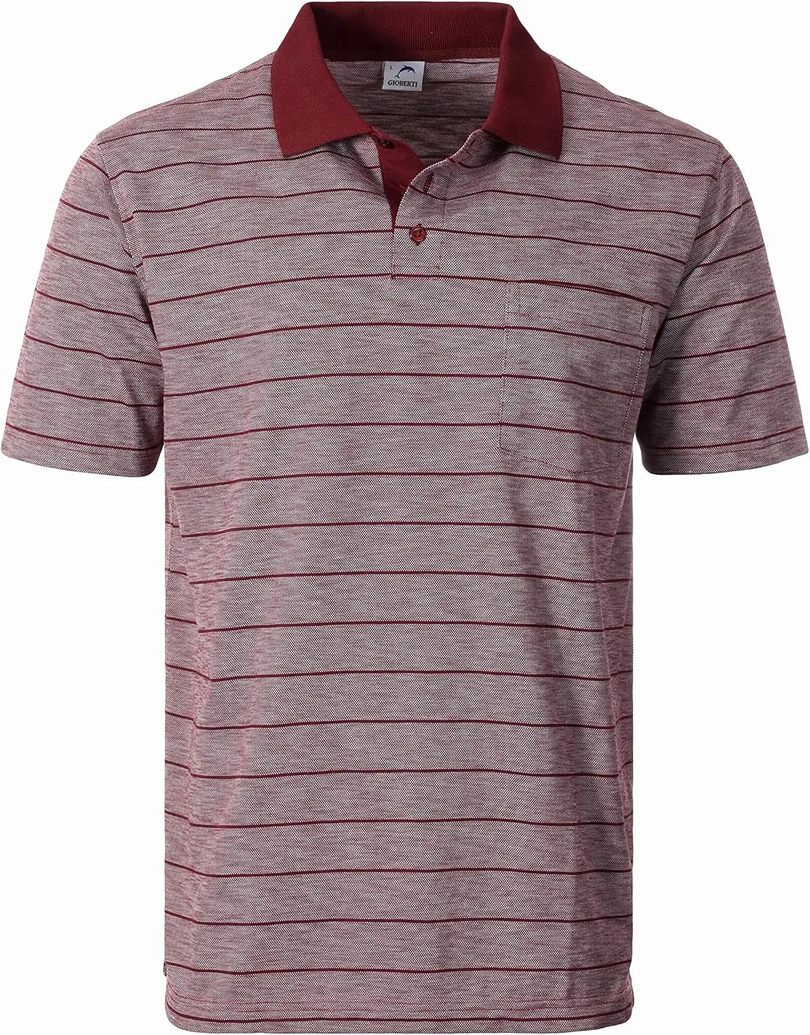 Gioberti Mens Regular Fit Yarn Dye Striped Short Sleeve Polo Shirt with Pocket