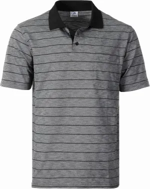 Gioberti Mens Regular Fit Yarn Dye Striped Short Sleeve Polo Shirt with Pocket