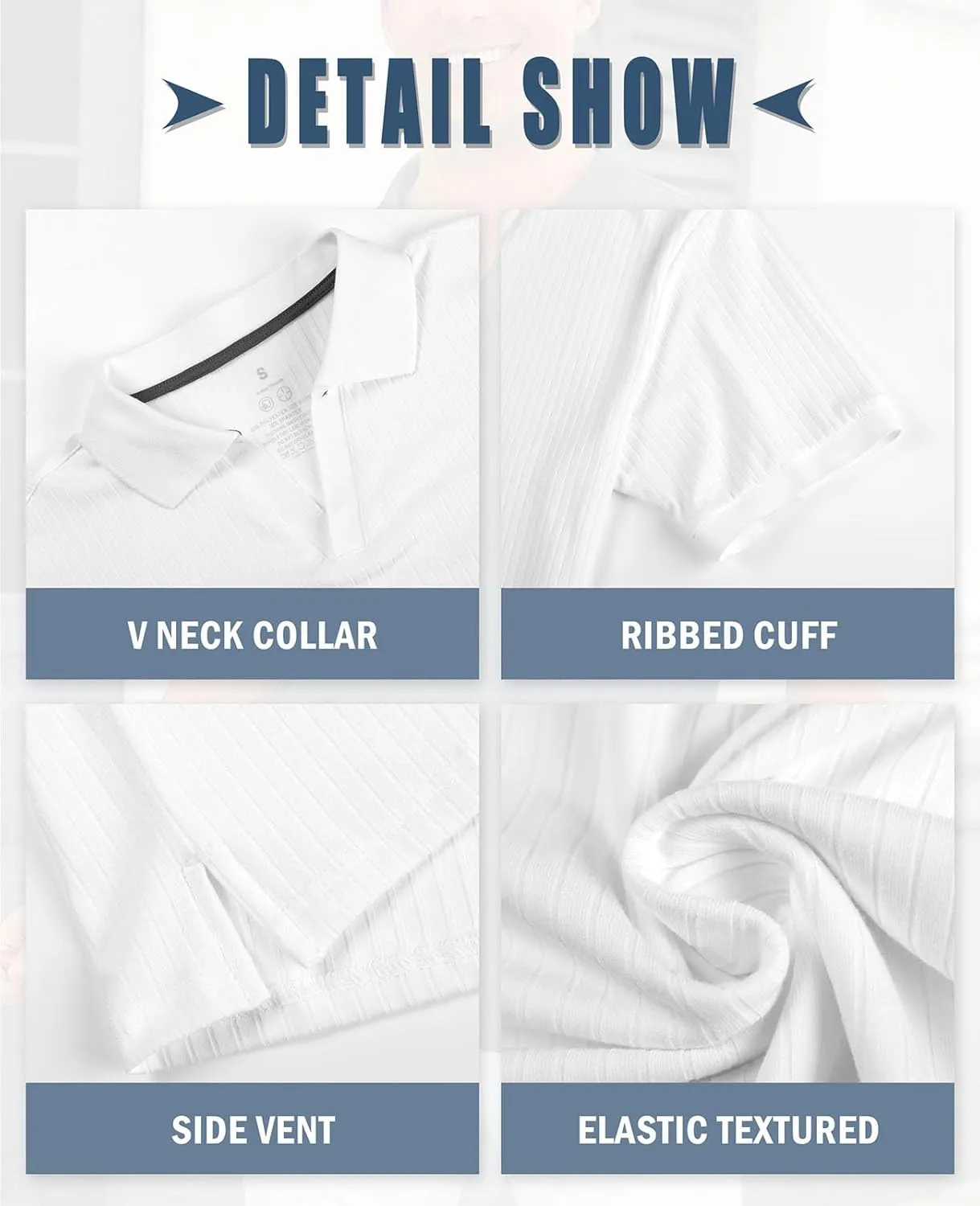 Hodaweislop Men's Knit Polo Shirts Short Sleeve V Neck Golf Shirt Casual Textured Summer Shirts