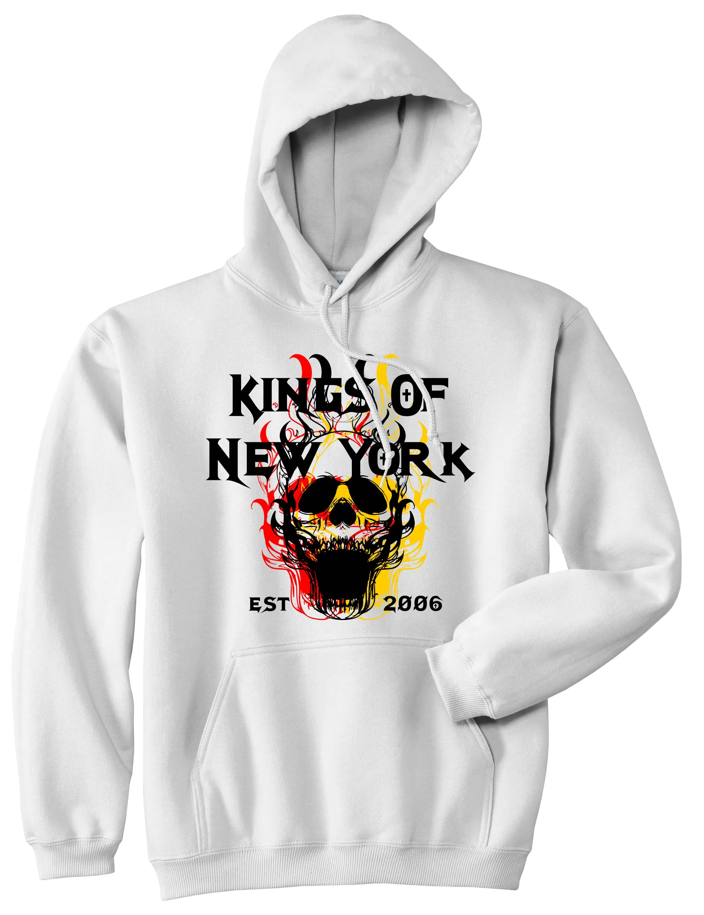 Kings Of New York Burning Skulls Mens Pullover Hoodie