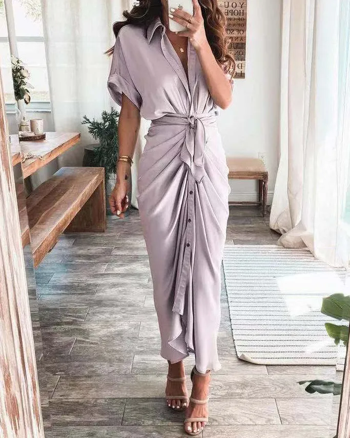 Lace Up Solid Dress