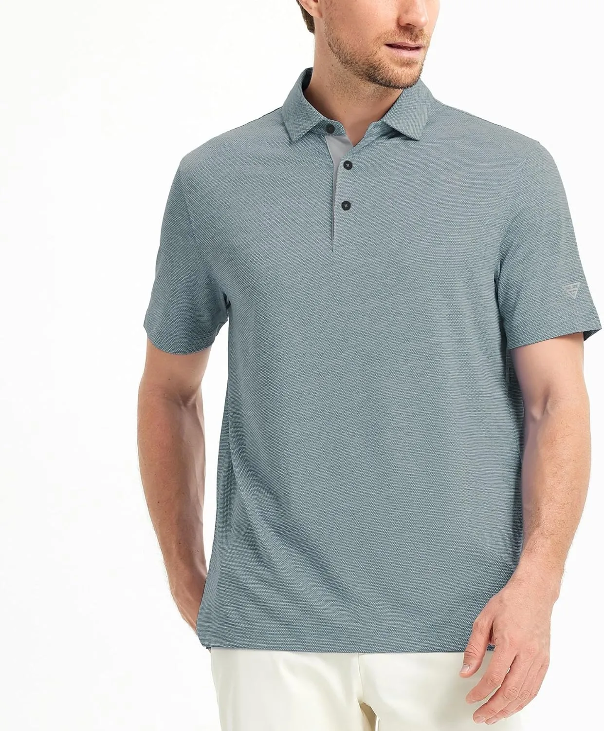 M MAELREG Golf Shirts for Men Dry Fit Short Sleeve Performance Moisture Wicking Heather Jacquard Active Mens Polo Shirts
