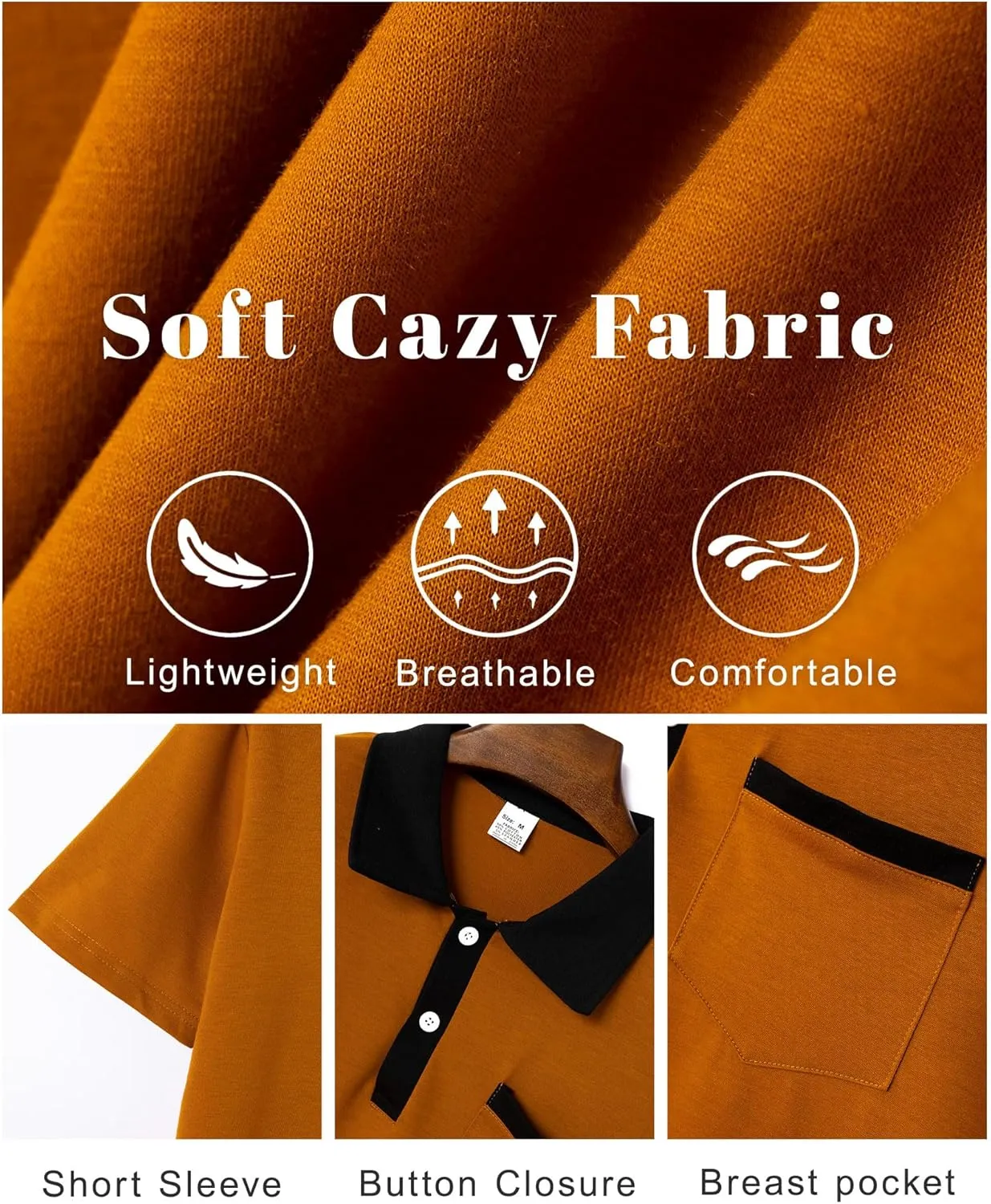 Mens Casual Polo Shirts Short Sleeve Button Golf Slim Fit Shirt with Pocket & Collar Spring Summer Stylish Tops