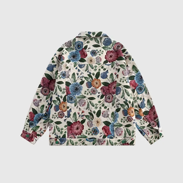Men's Hip-hop Fashion Floral Jacquard Shirt