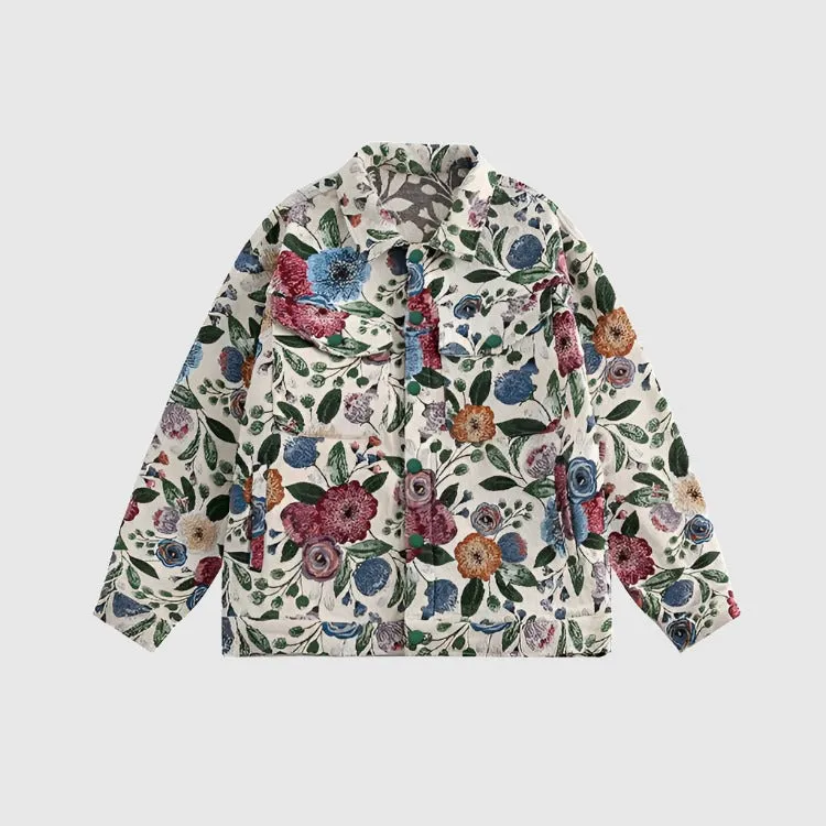 Men's Hip-hop Fashion Floral Jacquard Shirt