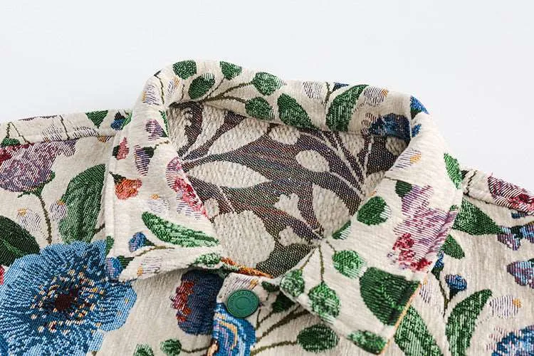 Men's Hip-hop Fashion Floral Jacquard Shirt
