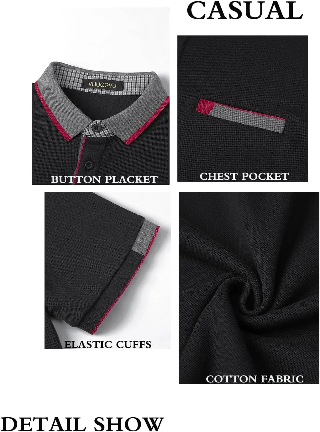 Mens Polo Shirts Short Sleeve Regular Fit Classic Plaid Collar Golf Shirts Men