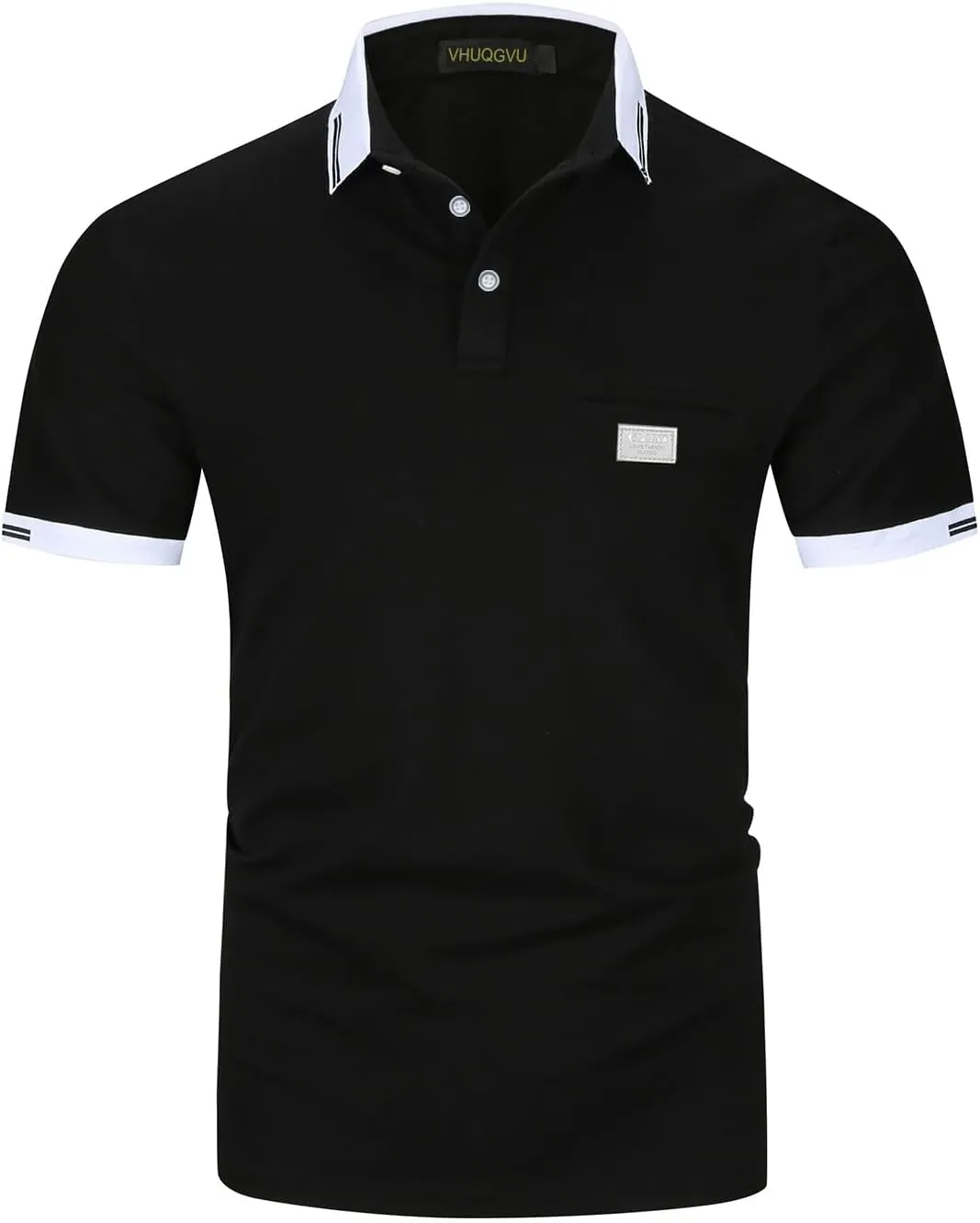 Mens Polo Shirts Short Sleeve Regular Fit Classic Plaid Collar Golf Shirts Men