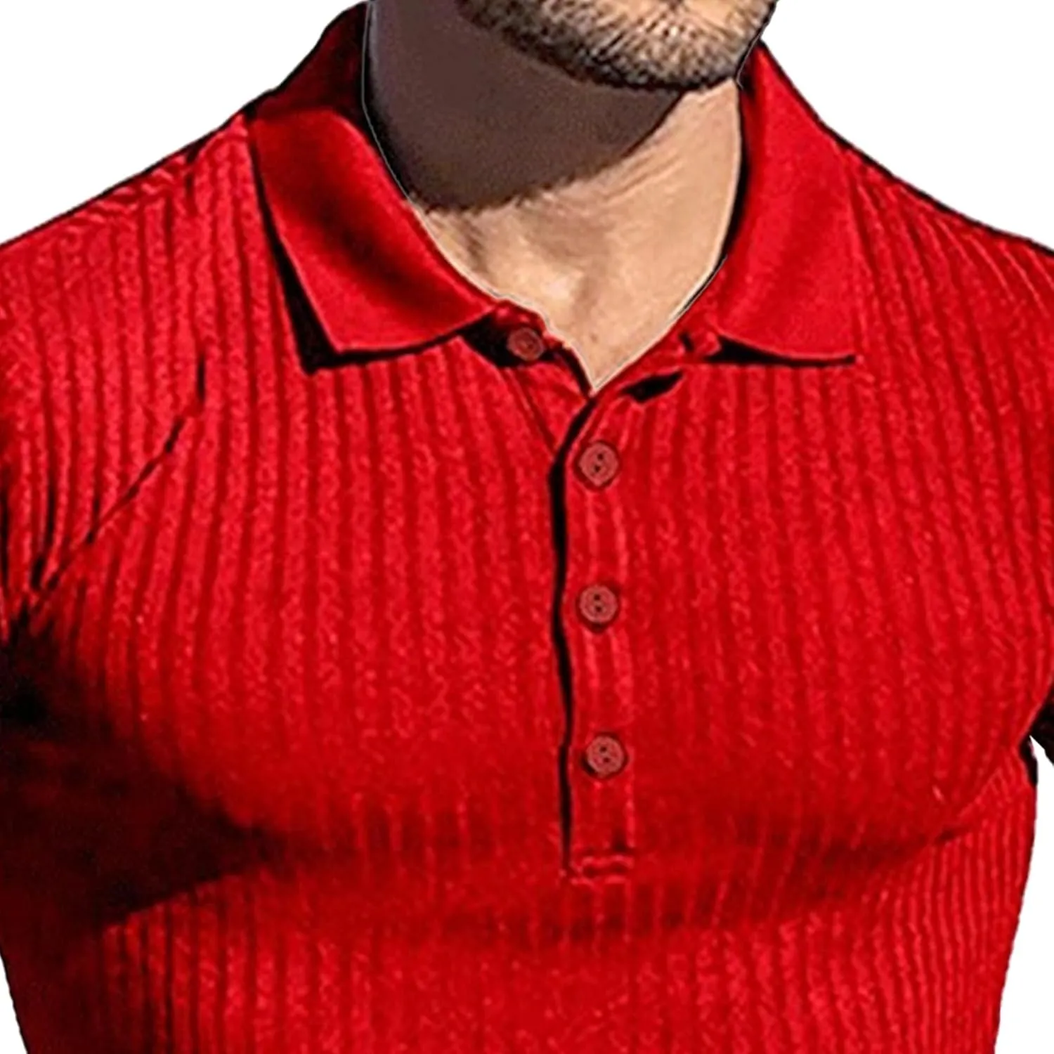 Men's Textured Casual Polo Athetic T-Shirts Front Placket Knit Summer Tops Short Sleeve Solid Outdoor Tees