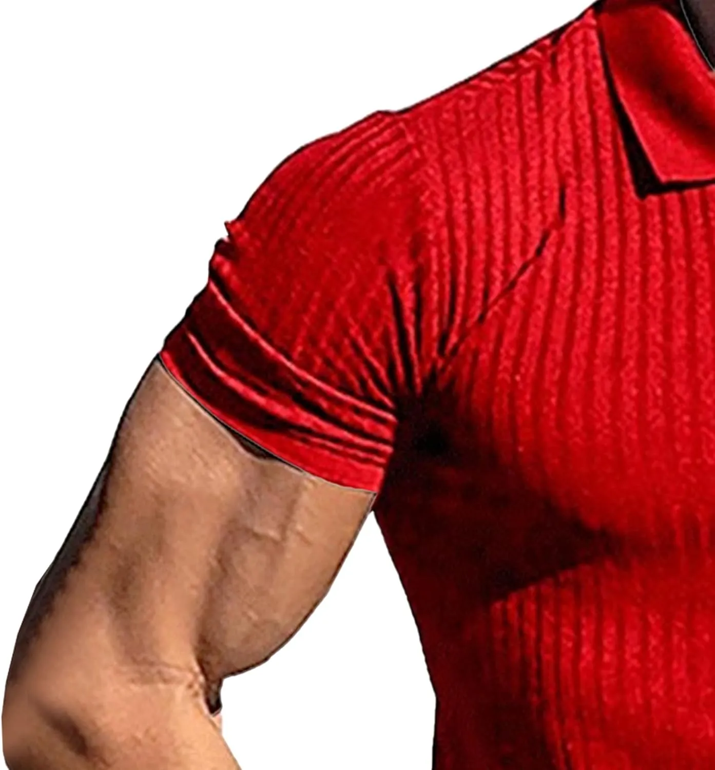 Men's Textured Casual Polo Athetic T-Shirts Front Placket Knit Summer Tops Short Sleeve Solid Outdoor Tees