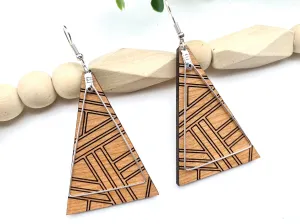 Minimalist Jewelry, Triangle Earring, Wood Dangle Drop Earring, Casual Style, Boho, Teacher Appreciation Gift