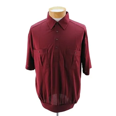 Palmland Short Sleeve Two Pocket Banded Bottom 1109 Big and Tall-Burgundy
