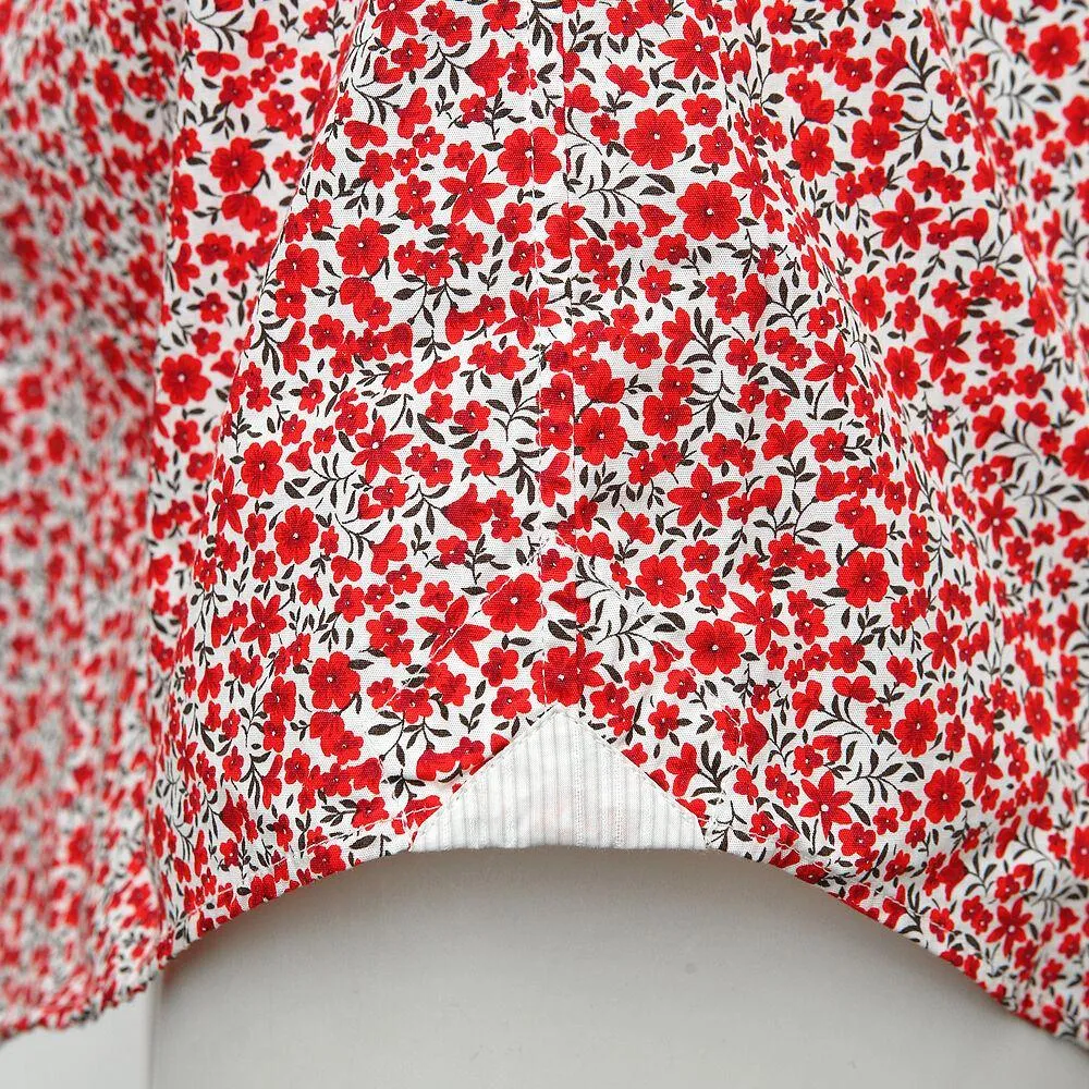 Red & White Floral Cotton Casual Shirt