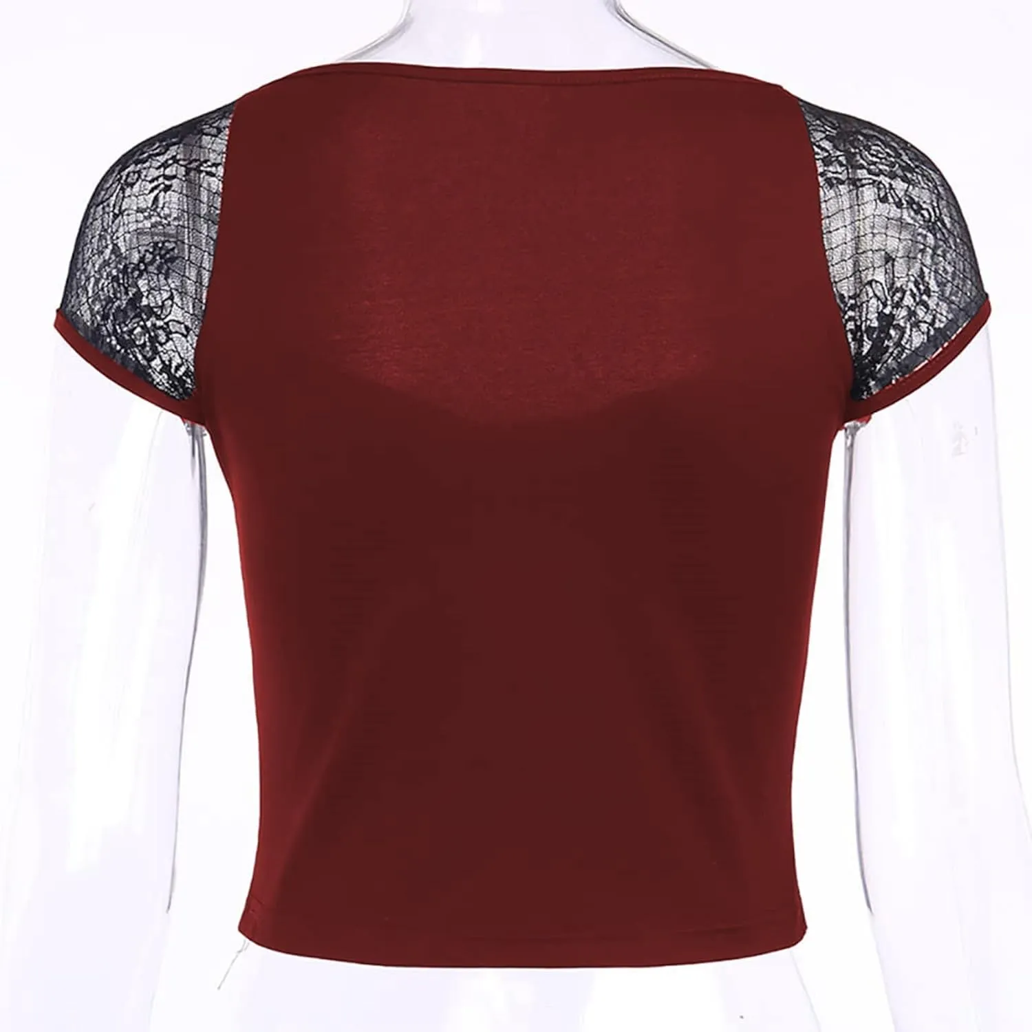TSMNZMU Womens Gothic Crop Tops Mesh Short Sleeve Punk Alt Shirt Grunge Harajuku Emo Tops with Bandage