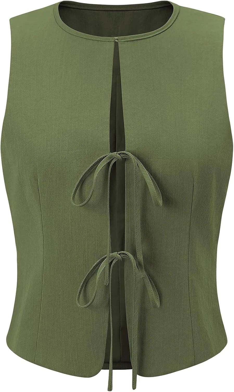 UEU Womens Tie Front Vest Top Bow Open Front Crop Tank Tops Summer Casual Sleeveless Shirt 2025 Y2K Trendy Outfits
